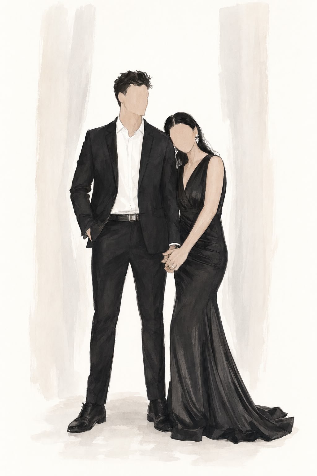 Formal black attire illustration